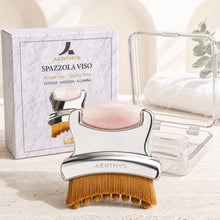 Carica l'immagine nel visualizzatore di Gallery, Spazzola Coreana Linfatica Viso 2 in 1 Acciaio Inox e Rullo in Quarzo Rosa