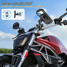 Carica l'immagine nel visualizzatore di Gallery, Supporto Telefono Moto Impermeabile Porta Cellulare Bici con 720° Girevole Braccio Estensione Metallo Porta Cellulare Mo