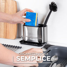 Carica l'immagine nel visualizzatore di Gallery, Vileda Organizer per Lavello in Acciaio Inox con Portaspugne - Pratico Supporto per Spugne, Spazzole e Dispenser di Sapone - Organizer per Lavello da Cucina - Portaspugna per Lavello della Cucina