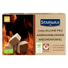 Carica l'immagine nel visualizzatore di Gallery, STARWAX Cubetti accendifuoco PEFC Confezione da 64