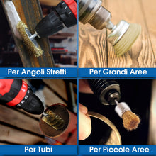 Carica l'immagine nel visualizzatore di Gallery, S&amp;R Set 7 Spazzole Metalliche Acciaio Ottonato per Trapano Codolo 6mm