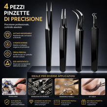 Carica l'immagine nel visualizzatore di Gallery, G.CATACC 4 Pezzi Pinzette di Precisione, Kit di Pinzette Curve e Appuntite