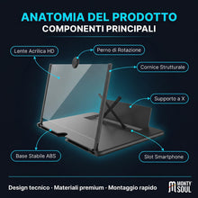 Carica l'immagine nel visualizzatore di Gallery, Lente di Ingrandimento per Schermo dello Smartphone - Amplificatore Video Estraibile ad Alta Definizione - Supporto Pieg