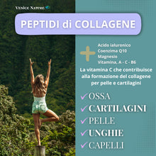 Carica l'immagine nel visualizzatore di Gallery, Collagene e Acido Ialuronico - Collagene Idrolizzato con Acido Ialuronico Coenzima Q10 + Vitamina C + Magnesio, Vitamina