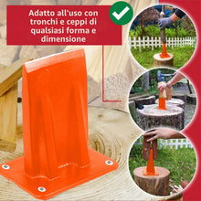Carica l'immagine nel visualizzatore di Gallery, SPARES2GO Spaccalegna per legna da ardere, cuneo per tronchi, spaccalegna ad alta visibilità, ascia montata su legno, sc
