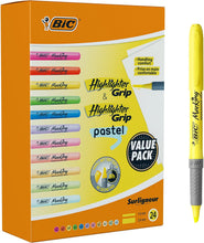 Carica l'immagine nel visualizzatore di Gallery, BIC Evidenziatori Highlighter Grip, perfetti per l'aula o l'ufficio, colori assortiti, confezione da 24