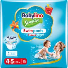 Carica l'immagine nel visualizzatore di Gallery, Babylino Sensitive SwimPants, Pannolini Mare e Piscina, Taglia 4-5 (9-15kg), 14 Unità