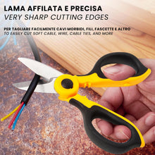 Carica l'immagine nel visualizzatore di Gallery, IPEA Forbici da Elettricista Professionali Isolate – [ Lama Retta da 50 mm in Acciaio Inox ] – Forbici da Elettricisti p