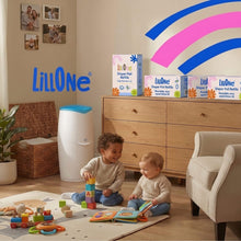 Carica l'immagine nel visualizzatore di Gallery, LillOne Kit Cassetta Riutilizzabile + 3 Ricariche Extra Lunghe 7 Strati da 7m – Compatibile con Mangiapannolini Maialino