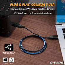 Carica l'immagine nel visualizzatore di Gallery, G-PLUG Cavo Stampante USB 2.0, USB A a B, 2m, Nero, Alta Velocità