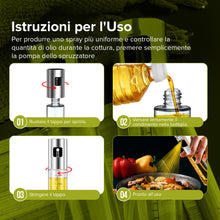 Carica l'immagine nel visualizzatore di Gallery, PORTENTUM Spruzzatore Olio Spray Premium per Cucina e Friggitrice ad Aria 100ml Spray Olio Cucina Antigoccia, Oliera di Vetro con Dispenser Accessori Friggitrice Senza Olio
