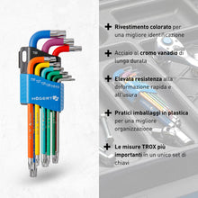 Carica l'immagine nel visualizzatore di Gallery, Högert Technik - Chiave TORX I Set da 9 pezzi I Dimensioni da T10 a T50 I In acciaio legato S2 I Resistente alla deforma