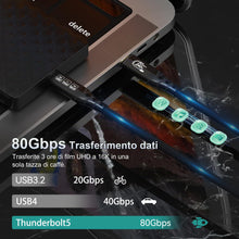 Carica l'immagine nel visualizzatore di Gallery, ZIKNYDO 80Gbps Thunderbolt 5 Cavo 1 metro, cavo USB 4 2.0 120Gbps di larghezza di banda per display 16K/Dual 8K, ricaric