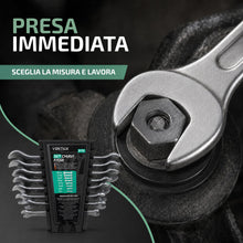 Carica l'immagine nel visualizzatore di Gallery, Chiavi a Forchetta Doppia – 8 Pezzi | 6-22mm | Chiavi Fisse CRV | Organizer