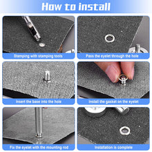Carica l'immagine nel visualizzatore di Gallery, Occhiello Strumento Kit, 200 Pezzi Occhielli Grommet Rondelle, 5mm Occhielli Metallici, Grommet Kit con 3 Attrezzi e Sca