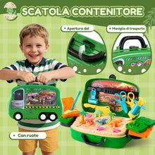 Carica l'immagine nel visualizzatore di Gallery, VBACALA Dinosauri Plastilina Giocattoli, Accessori per Set di Creta da Modellare per Dinosauri in Astuccio con Ruote, Fo