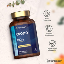 Carica l'immagine nel visualizzatore di Gallery, Cromo Picolinato 200 mcg - 365 Compresse Vegane
