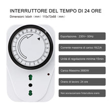 Carica l'immagine nel visualizzatore di Gallery, EXTRASTAR Timer presa elettrica,Programmatore Timer meccanico giornaliero,3680 W,250 V