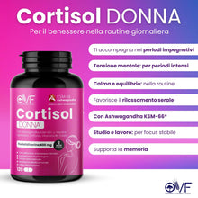Carica l'immagine nel visualizzatore di Gallery, OVF Cortisol Donna Integratore con Fosfatidilserina Griffonia 5HTP Ashwagandha ksm-66 e L-Teanina 120 Capsule Supporto P