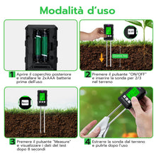 Carica l'immagine nel visualizzatore di Gallery, Wigearss Misuratore pH per Terreno 6 in 1, Tester Digitale per Piante, Nero