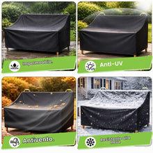 Carica l'immagine nel visualizzatore di Gallery, 2 Sitzer Gartenbank Abdeckung mit Belüftungsöffnungen Wasserdicht Winddicht UV-Beständiges Robustes Oxford-Gewebe Schutz