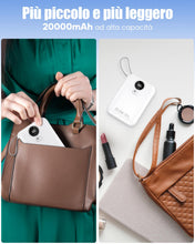 Carica l'immagine nel visualizzatore di Gallery, 20000 mAh Power Bank con Cavi Integrati: Batteria Esterna a ricarica rapida da 22.5W per telefono cellulare, Pacco Batte