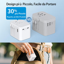 Carica l'immagine nel visualizzatore di Gallery, Adattatore Universale da Viaggio, Presa Universale da Viaggio con 2 USB A 2 Type-C,Adattatore Spina Internazionale per A