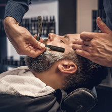 Carica l'immagine nel visualizzatore di Gallery, Kit da rasatura uomo - Rasoio per barba uomo/taglio a mano per barba - con 50 Lame Singole + Panno + Stick di allume + C