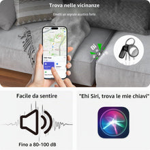Carica l'immagine nel visualizzatore di Gallery, QCOQ Tracker Tag 4 Pezzi, Nero | Smart Tracker Funziona con Apple Dov'è App (solo iOS), Batteria Sostituibile Bluetooth 