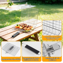 Carica l'immagine nel visualizzatore di Gallery, Cestino da Barbecue Pieghevole,Cestino Portatile per Barbecue con 2 Spazzole in Silicone,Cestello per Griglia in Acciaio