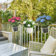 Carica l'immagine nel visualizzatore di Gallery, 3 supporti per vasi da fiori, rotondi, per balconi, in metallo, per ringhiere rotonde, per fiori, per casa, balcone, gia