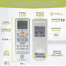 Carica l'immagine nel visualizzatore di Gallery, Wellclima Telecomando Compatibile con modelli Unico, Issimo e Climapiù per Olimpia Splendid, Unica Alternativa all’Origi