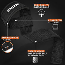 Carica l'immagine nel visualizzatore di Gallery, RDX Straps Palestra, Cinghie Sollevamento Pesi Fascette per Stacchi, 5MM Neoprene Imbottita Supporto Polsa, Gym Fitness 