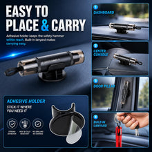 Carica l'immagine nel visualizzatore di Gallery, 3 Pezzi Martello Sicurezza Auto, Strumento Fuga 2 in 1 Tagliacintura &amp; Rompivetro, Rompivetro Portatile, Kit Sicurezza A