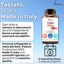 Carica l'immagine nel visualizzatore di Gallery, Gaba 1000 MG ULTRA Con L-Teanina Vitamina B3 B6 (Scorta per 2 mesi) 120 Capsule Gaba Integratore Per Stress e Ansia | So