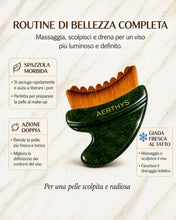 Carica l'immagine nel visualizzatore di Gallery, Spazzola Coreana Linfatica Viso 2 in 1 con Manico Gua Sha in Giada Naturale