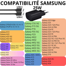 Carica l'immagine nel visualizzatore di Gallery, Caricatore 25W + Cavo compatibile con Samsung S25 Edge/S25/S24/S23/S22/S21/A26/M55 5G/F16/A71/A72/A80/A73 5G/A25/A54/A53