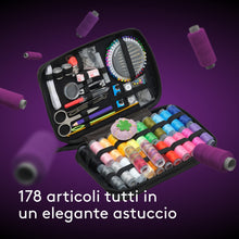 Carica l'immagine nel visualizzatore di Gallery, VIOLA, Zig Zag Kit Cucito Premium, 178 Accessori per Cucire, Set Cucito da Viaggio Completo, Astuccio per Orlo e Rammend
