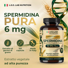 Carica l'immagine nel visualizzatore di Gallery, Spermidina Pura Alto Dosaggio 6mg 150 Cps Vegetali Estratto Germe di Grano