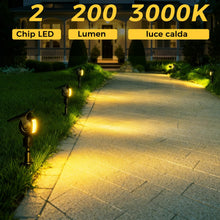 Carica l'immagine nel visualizzatore di Gallery, Faretti Solari LED da Giardino, 2 Pezzi, 200 lm, 3000K Luce Calda
