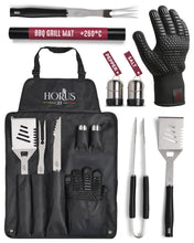 Carica l'immagine nel visualizzatore di Gallery, HORUS 23® Set Barbecue con Grembiule. Guanto Ignifugo e Accessori Barbecue