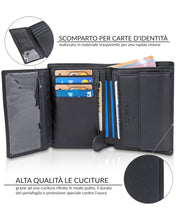 Carica l'immagine nel visualizzatore di Gallery, TRAVANDO Portafoglio Uomo Roma con protezione RFID - Porta Carte di Credito con Portamonete in formato Verticale