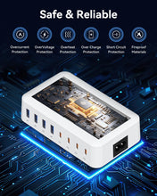 Carica l'immagine nel visualizzatore di Gallery, 200W Caricatore USB Multiplo, 8 Porte Caricatore USB C con PD 65W e QC 18W, Stazione di Ricarica Rapida con Schermo LCD,