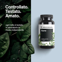 Carica l'immagine nel visualizzatore di Gallery, Rame – 365 compresse vegane – 2mg di rame per dose giornaliera – gusto neutro, alto dosaggio, senza additivi inutili – s