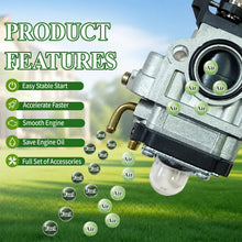 Carica l'immagine nel visualizzatore di Gallery, Kit Carburatore per Decespugliatore 52cc 49cc 43cc, Completo Ricambi Motore