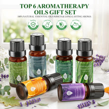 Carica l'immagine nel visualizzatore di Gallery, Oli Essenziali Set per Diffusore 6x10ML, Oli Essenziali Naturali per Aromaterapia,SPA – Lavanda,Menta Piperita,Eucalipto