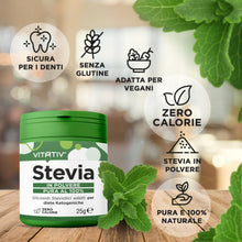 Carica l'immagine nel visualizzatore di Gallery, VITATIV Stevia Pura in Polvere - Rebaudioside A 98% Dolcificante Naturale - Zero Calorie, Ideale per Diete Ketogeniche, 