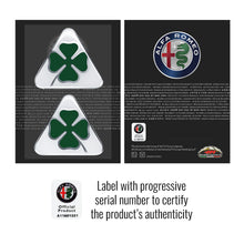 Carica l'immagine nel visualizzatore di Gallery, Alfa Romeo Adesivi 3D Ufficiali Quadrifoglio Verde Destro + Sinistro, 95 x 85 mm
