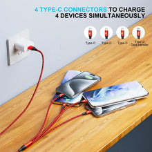 Carica l'immagine nel visualizzatore di Gallery, MJXIANG Multi Cavo USB C Ricarica Rapida, Cavo Splitter USB C QC 3.0(3.1A), Cavo Caricabatterie 4 in 1 con 4 Porte Tipo 