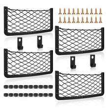 Carica l'immagine nel visualizzatore di Gallery, EINESIN 4 Pezzi Rete Portaoggetti Auto e Camper, Tasca Elastica con Telaio per Bagagliaio, Organizer Accessori per Van e